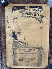Timothy Leary Kidnapped, Bail Fundraiser. A Rare ORIGINAL POSTER Timothy Leary Kidnapped, Bail Fundraiser. A Rare ORIGINAL POSTER