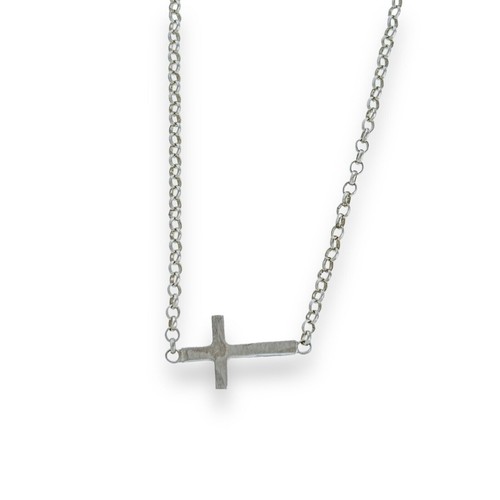 Vintage Sterling Silver 925 Sideways Religious Cross Necklace 18" | eBay