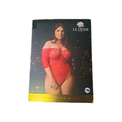 Plus Size''LE DÉSIR'' Rhinestone Off Shoulder Body, Queen SIZE, Red, NWT. SKU 325.