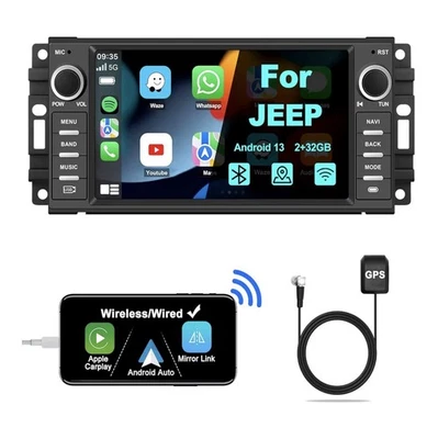 JIMWEY 7" 64G Android Auto Carplay for Jeep Wrangler JK Dodge RAM Compass others Sealed