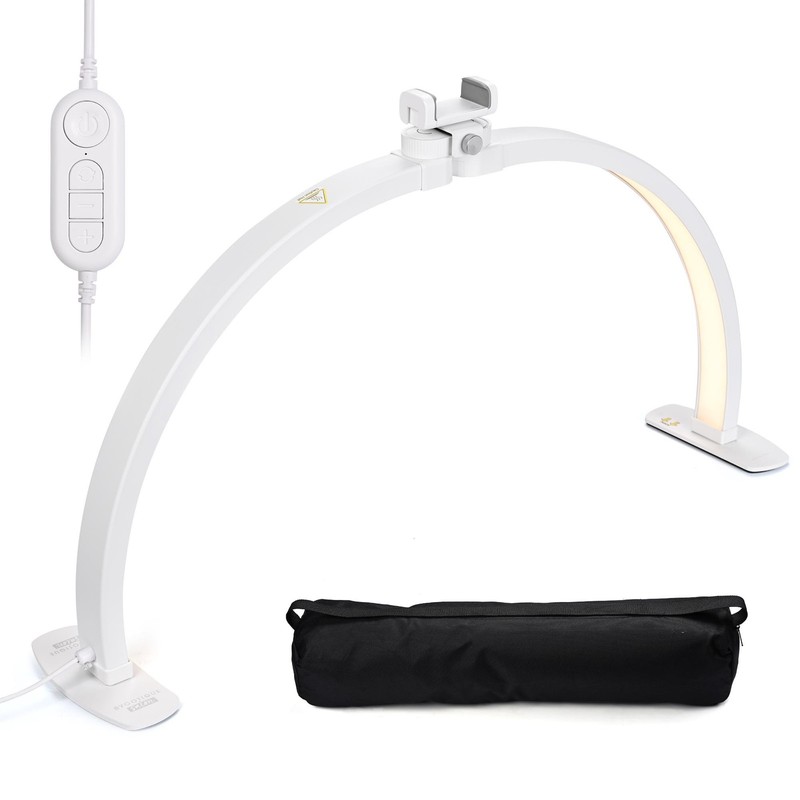 Byootique 40W Foldable Half Moon Nail Desk Lamp LED Nail Tech Light Phone Holder