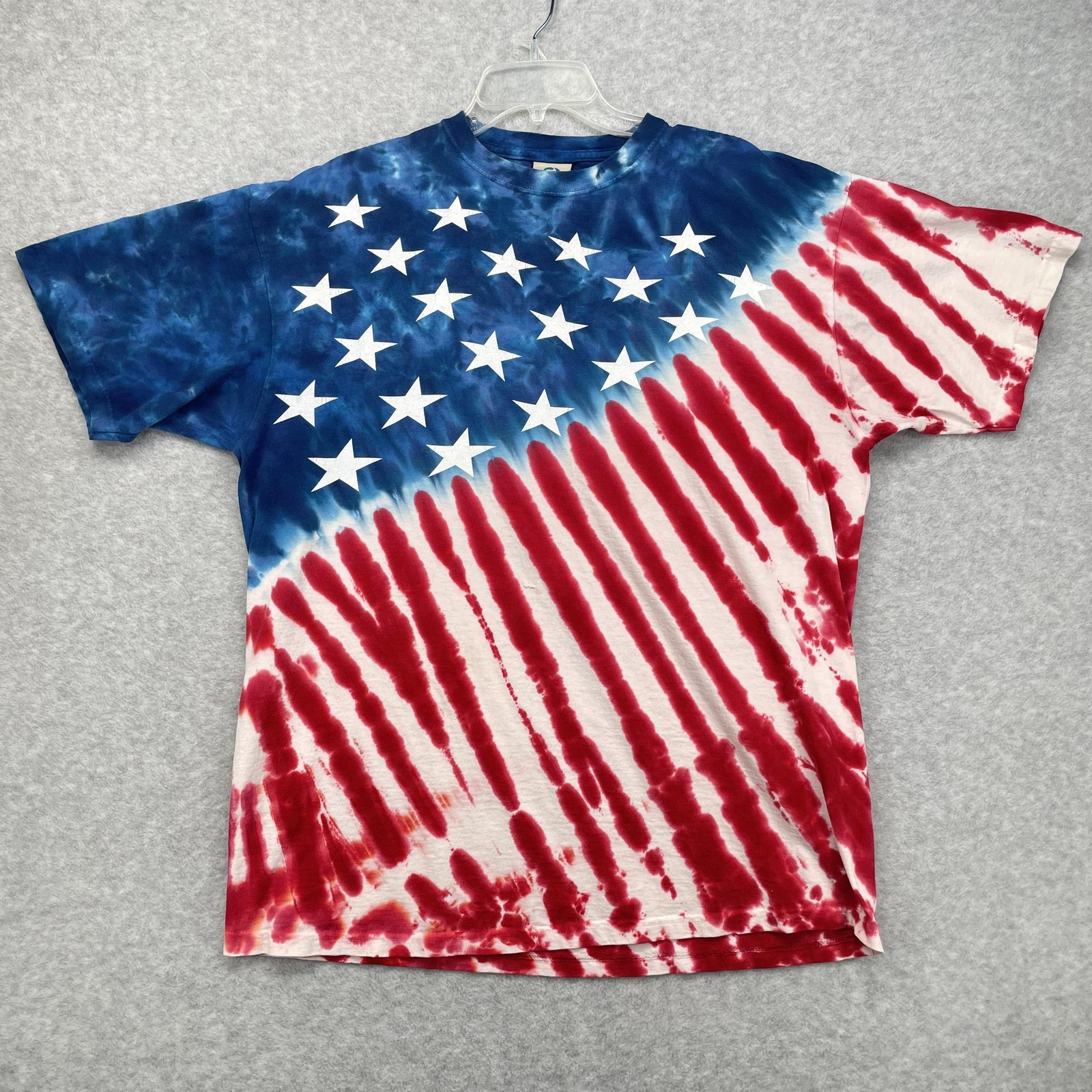 VTG Liquid Blue American Flag Tie Dye Shirt Mens XL Y2K All Over Print USA