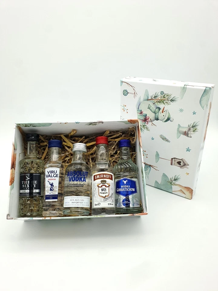 Wodka Geschenk Vodka Miniaturen Weihnachtsgeschenk Absolut, Three Sixty,Smirnoff - Bild 3 von 4
