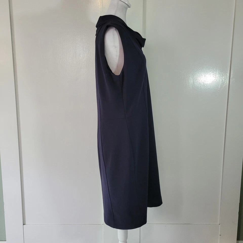 Платье Adrienne Vittadini размер 14 темно-синее футляр карандаш карьера воротник без рукавов - Изображение 2 из 4