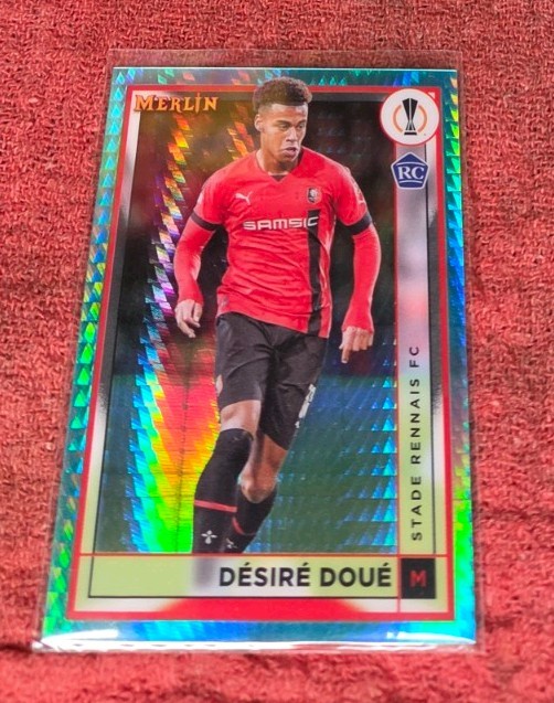 Desire Doue Rookie Aqua Prizm 2023 Topps Chrome Merlin UEFA France PSG