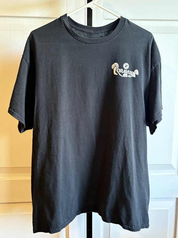 Dravus Men's Black Mushroom Graphic Print Crew Neck Short Sleeve T-Shirt XL