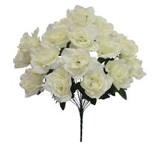 22in Pearl Rose Off-White Artificial Open Bloom Flower Bush Cream, Set of 2 