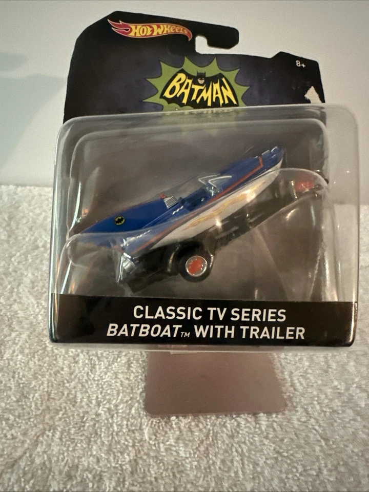 BatBoat serie de televisión clásica Batman Hot Wheels con remolque Foto 4 de 4