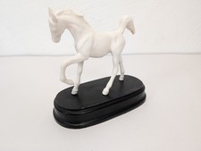 Royal Doulton Springtime White Horse Foal Figurine on Wooden Base 6in Tall