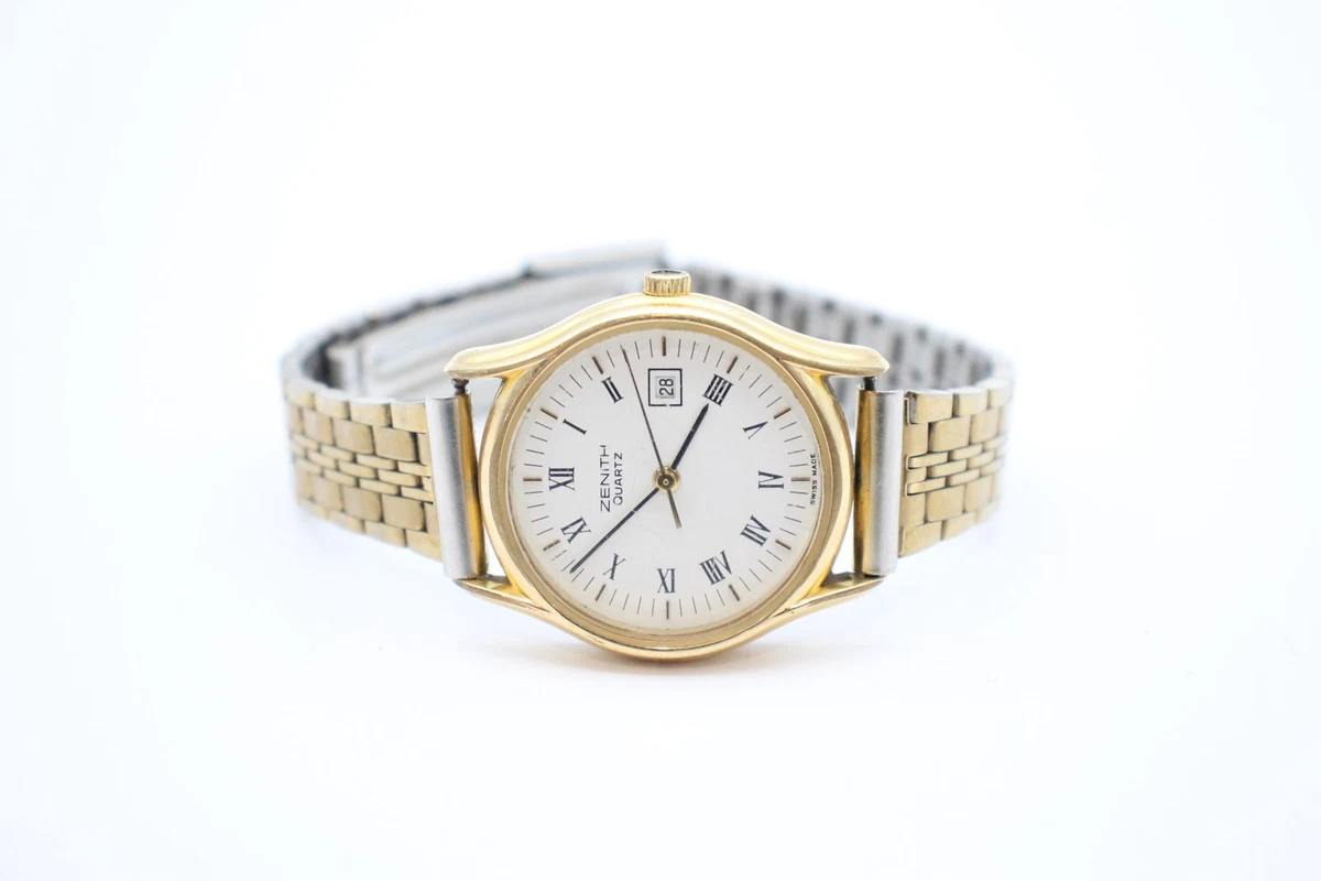 Zenith Gold Tone Dress Watch Quartz Ref 27.1380.106 Working
