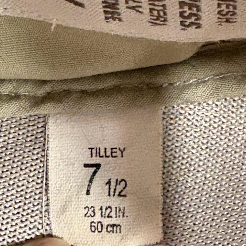 Sombrero Tilley Boonie Ajustado Hombres XL 7.5 Caqui Gris Malla Airflo Ala Ancha Mentón Correa Foto 2 de 4