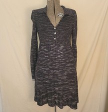 Free People Womens Rain Or Shine Sweater Dress XS Black Navy Long Sleeve