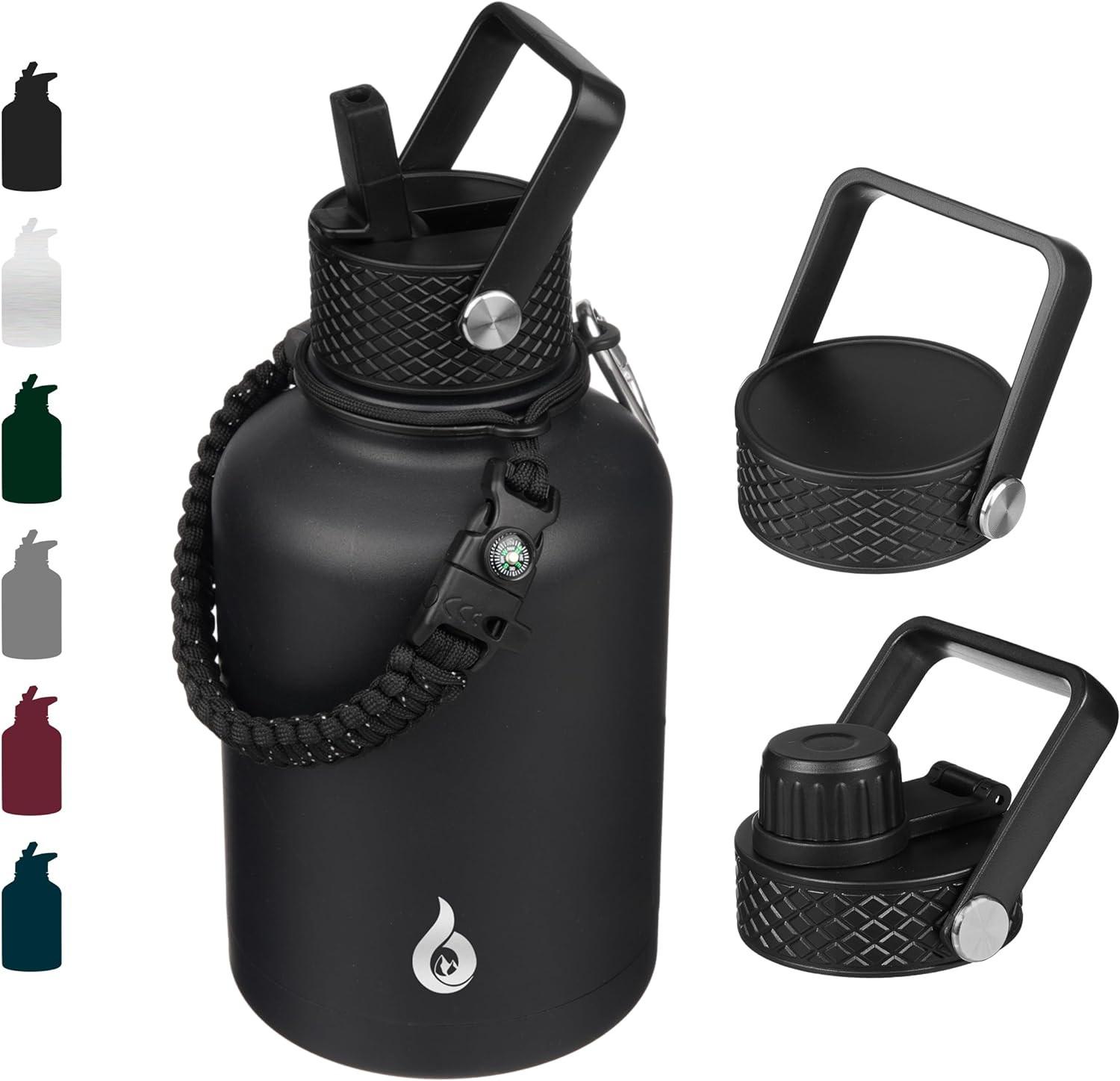 With Straw Lid, 50oz Large Water Jug, Stainless Steel Va