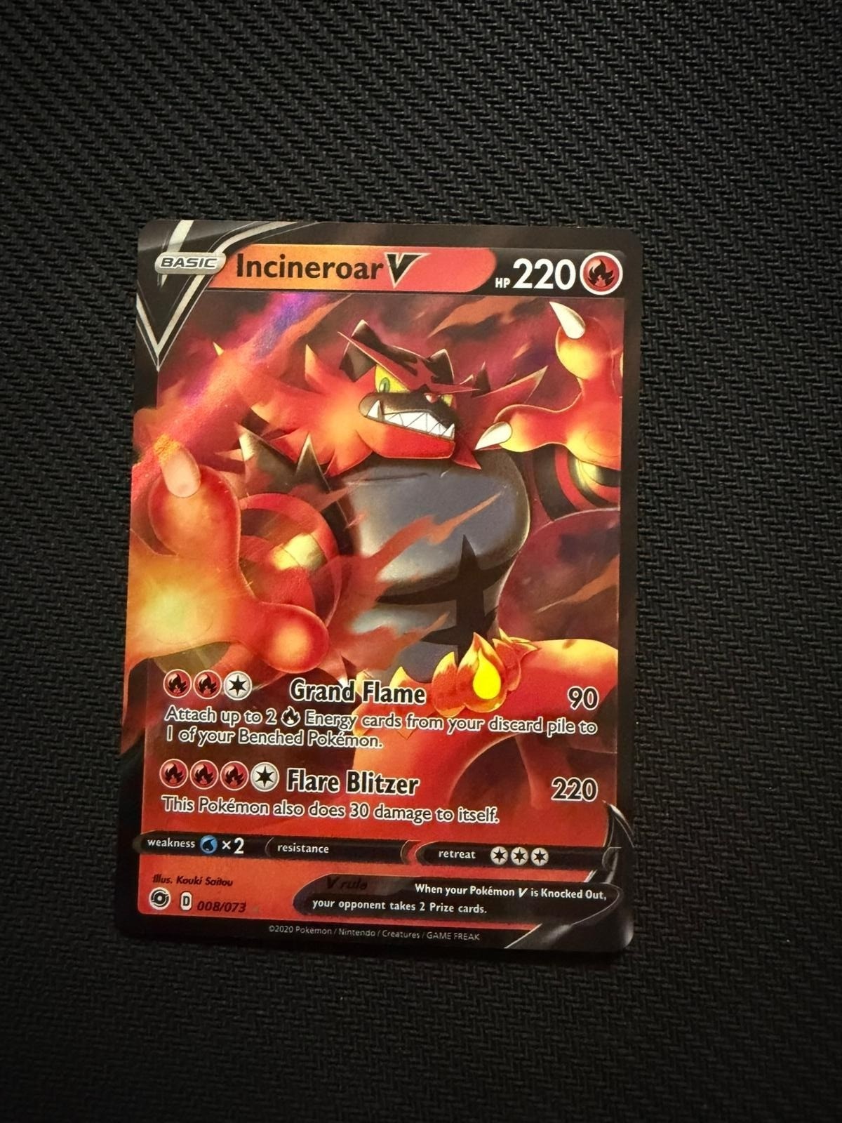 Incineroar V 008/073 Holo V Rare Champion's Path Pokemon Near Mint