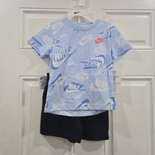 New Nike Little Boys T-Shirt  Shorts 2-Piece Set Size 3T Blue / Black