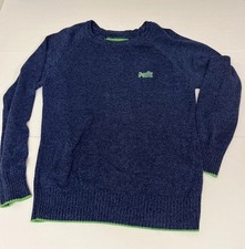 Vintage Superdry mens Sweater COTTON SIZE M - L LABEL L VGC Blue Pullover