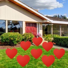 Valentine's Day Outdoor Decorations Heart Shape Yard Sign with Stakes Red Hea...