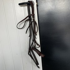 Fine Brown Handmade Leather Bridle With Double Reins No Slip Head