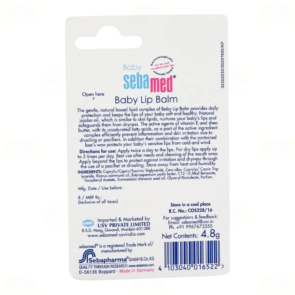 1 X Bálsamo Labial Bebé Sebamed 4.8g Manteca de Karité + Jojoba, Cuidado de Vitamina E Foto 2 de 4