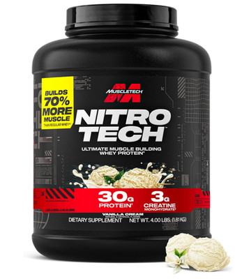 MuscleTech Nitro-Tech Whey Protein, Vanilla Cream, 4 lb, 30g Protein