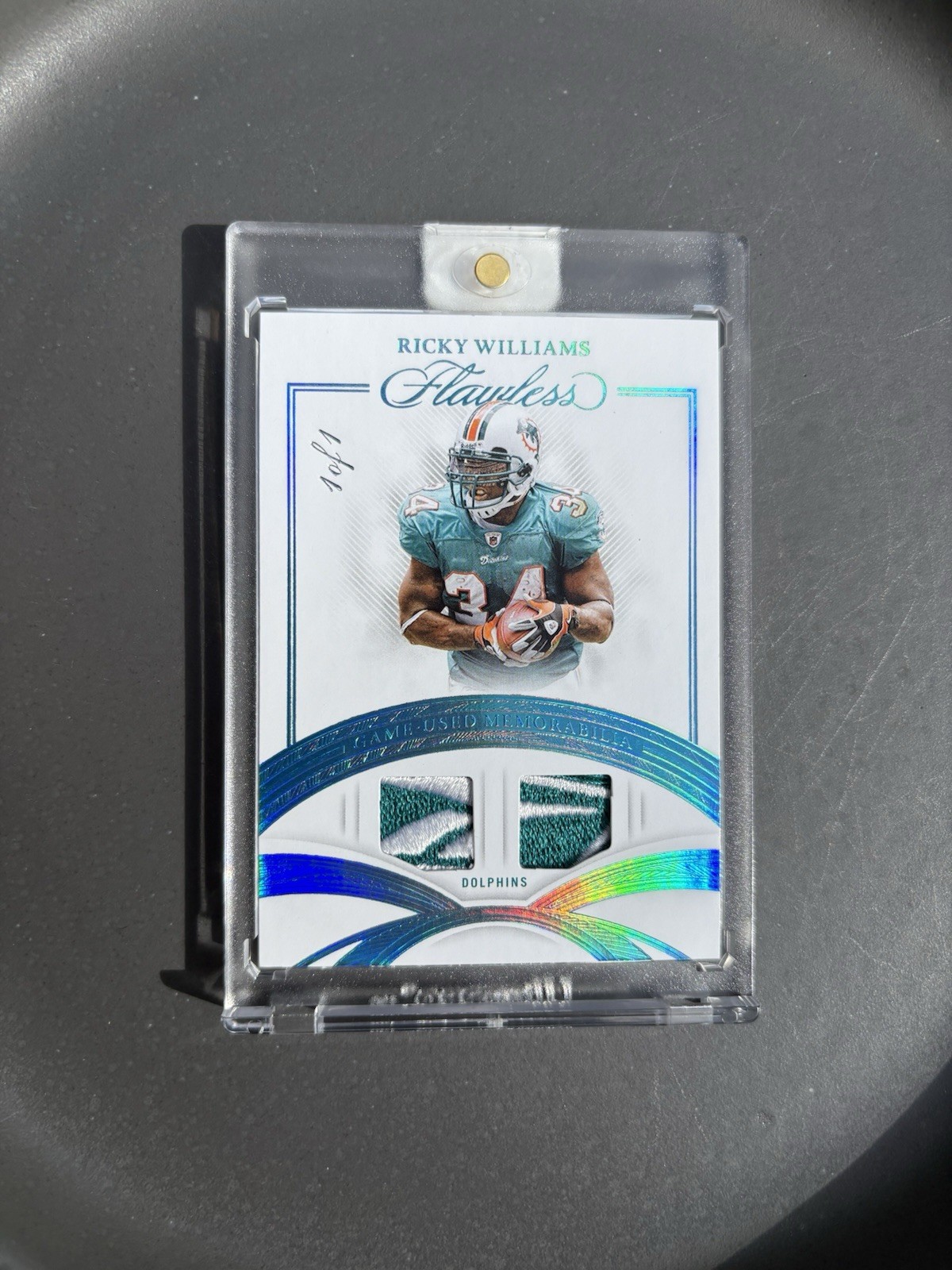 2025 Flawless RICKY WILLIAMS Game Used Logo Patch Platinum 1/1 Dolphins Reebok view 2
