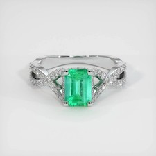 3.50 Ct Emerald Natural Emerald & Diamond Engagement Ring 14K White Gold Size 6