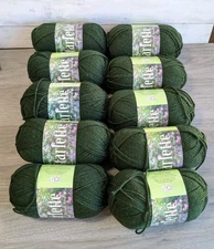 Lot of 10 Skeins, Mary Maxim Starlette Worsted Weight Yarn Dark Willow- 3.5 oz