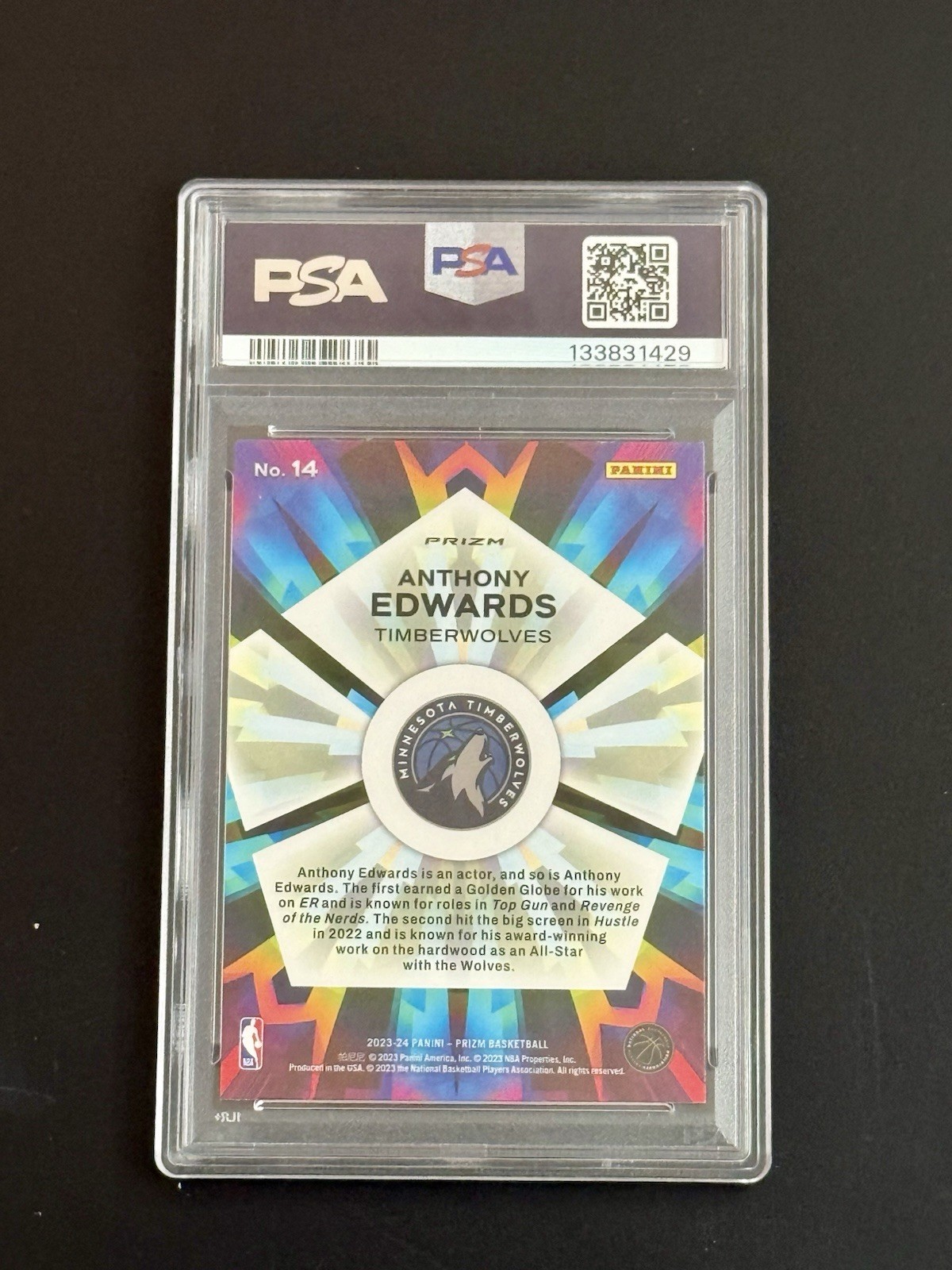 2023 Prizm Anthony Edwards Kaleidoscopic Fast Break Prizm SSP PSA 10 view 3