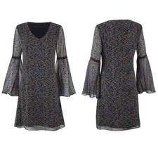 Cabi #3648 Small Poise Mini Floral Print Flutter Sleeve Chiffon Shift Dress