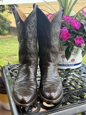 Justin 8308 Vintage Brown Lizard Skin Cowboy Boots Mens 9.5 D Western USA Made