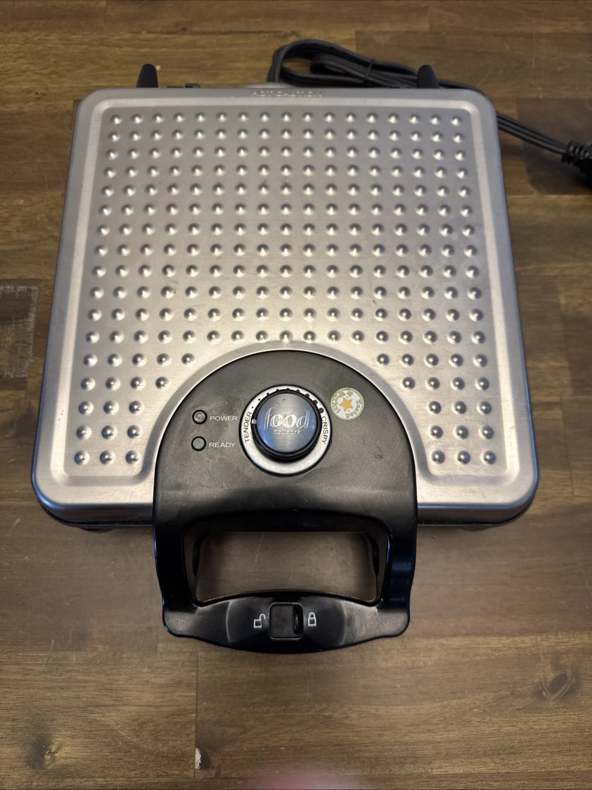 Food Network Belgian 4 Square Waffle Maker Sensio Model YDE813 Stainless Steel
