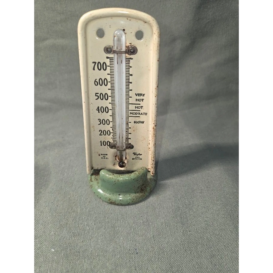 Vintage Taylor Oven Thermometer Enamel Metal Cream Green 100-700 Degrees USA
Opens in a new window o