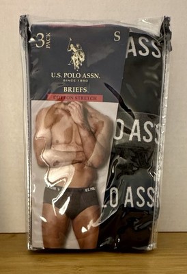 U.S. Polo Assn Mens Briefs 3 Pack Small Cotton Stretch New Sealed