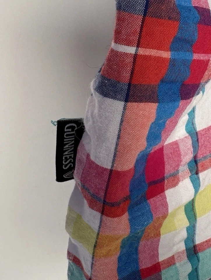 Camisa masculina Guinness 3XL xadrez multicolorida Seersucker manga curta - Imagem 4 de 4