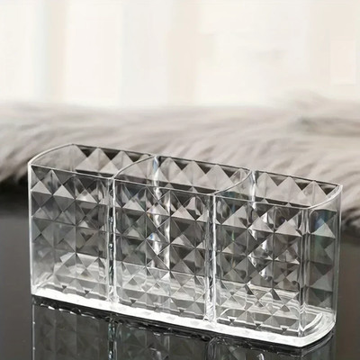Clean acrylic makeup organizer brush holder desk cosmetic storage box display