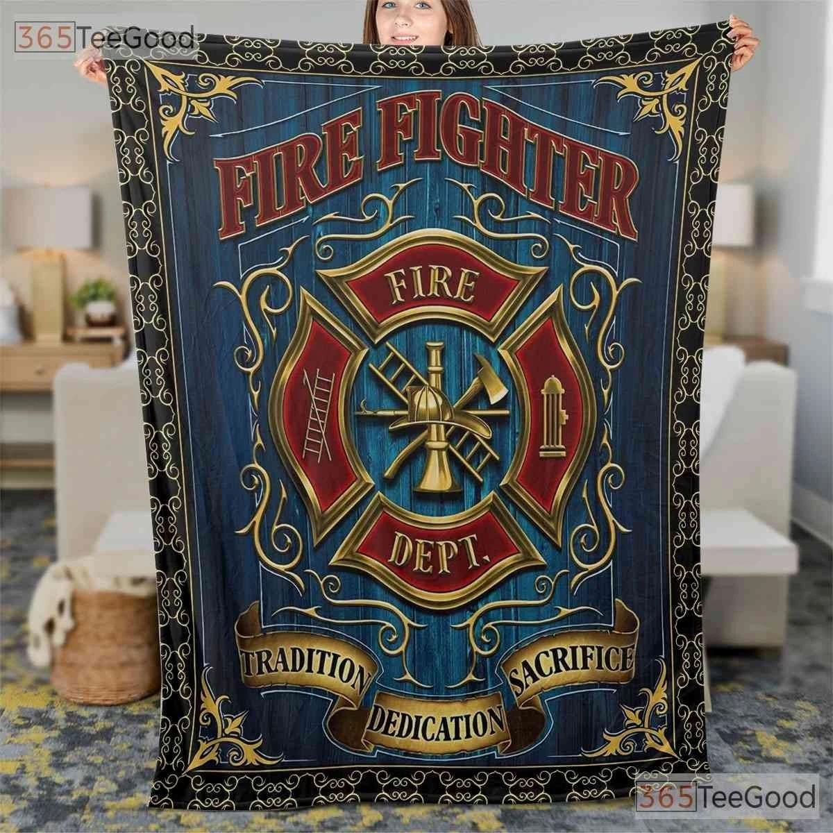 Custom Name Firefighter Fire Department Station Fleece Blanket