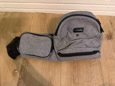 Tushbaby Hip Seat Baby Carrier Gray Adjustable Black Belt, Pockets And Buckle