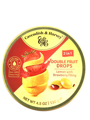 Cavendish & Harvey DOUBLE FRUIT DROPS Lemon w/strawberry filling Real fruitjuice