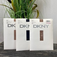 DKNY Set of 3 Black Neutral Buff Silky Sheer Tanga Pantyhose Stockings NEW S