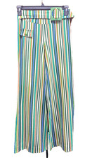 Vintage 70s Bell Bottom Striped Pants  Polyester Disco Mod Hippie EUC