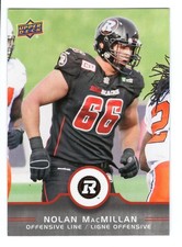 2016 UD CFL Nolan MacMillan Card #20 Ottawa Redblacks Iowa