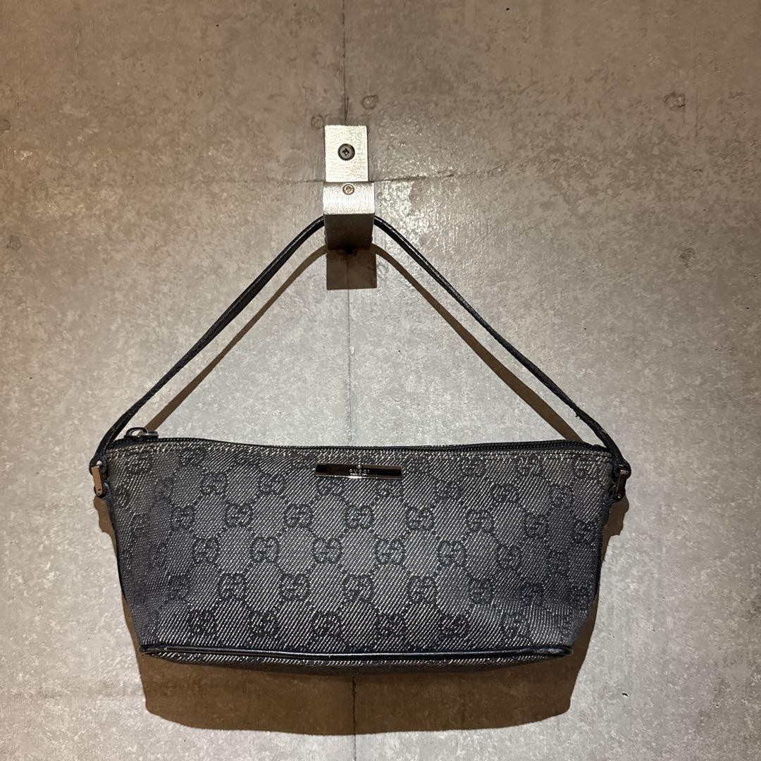 Gucci Monogram Canvas Black Shoulder Bag with Adjustable Strap
