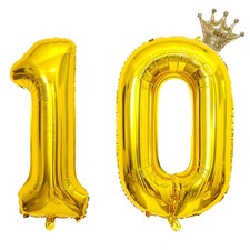 YFHVJTKO 32 Inch Number 10 Gold Crown Balloon Set,10th Celebration Decoration...