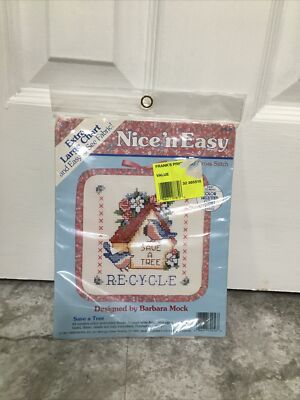 Dimensions Nice N Easy Counted Cross Stitch Kit Save A Tree Recycle Birdhouse
