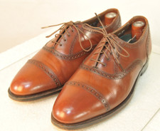 Vintage Florsheim Imperial Mens 8.5 D Cap Toe Brogued Oxford Made In USA Brown