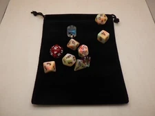 BLACK - Velvet 5x7 Drawstring Dice Bag Pouch RPG Tabletop Roleplay Gaming CCG