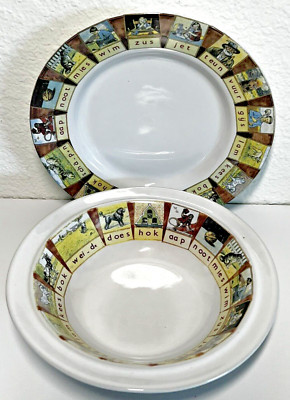 Vintage Child's Bowl Plate Animals TER STEEGE bv WOLTERS-NOORDHOFF Dutch Collect
