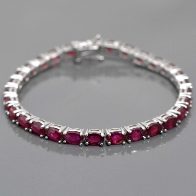 Natural Pink Ruby Tennisarmband 925 Sterling Silber Brautschmuck