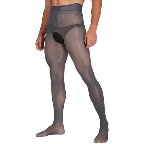 FEESHOW Men's Sexy Ice Silk Pantyhose See Through Glossy Tights Sheer AU - Picture 32 of 132