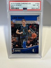 2018-19 Panini Chronicles RC Luka Doncic Playoff Rookie Red /149 PSA 8 Lakers